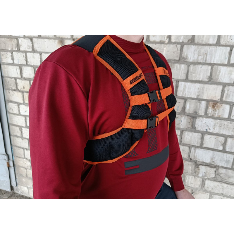 Жилет-обтяжувач EasyFit JetPack з металом, Вага 10 кг, Нейлон, Сталеві гранули, Помаранчевий
