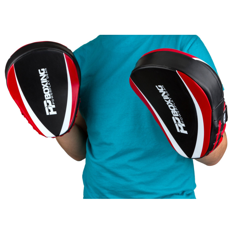 Лапи боксерські PowerPlay 3050 Чорно-Червоні PU [пара]