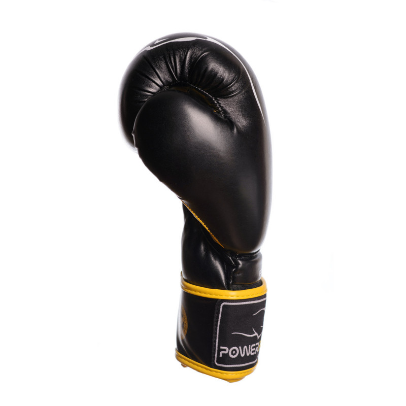 Боксерские перчатки PowerPlay 3018 Jaguar Черно-Желтые 14 унций