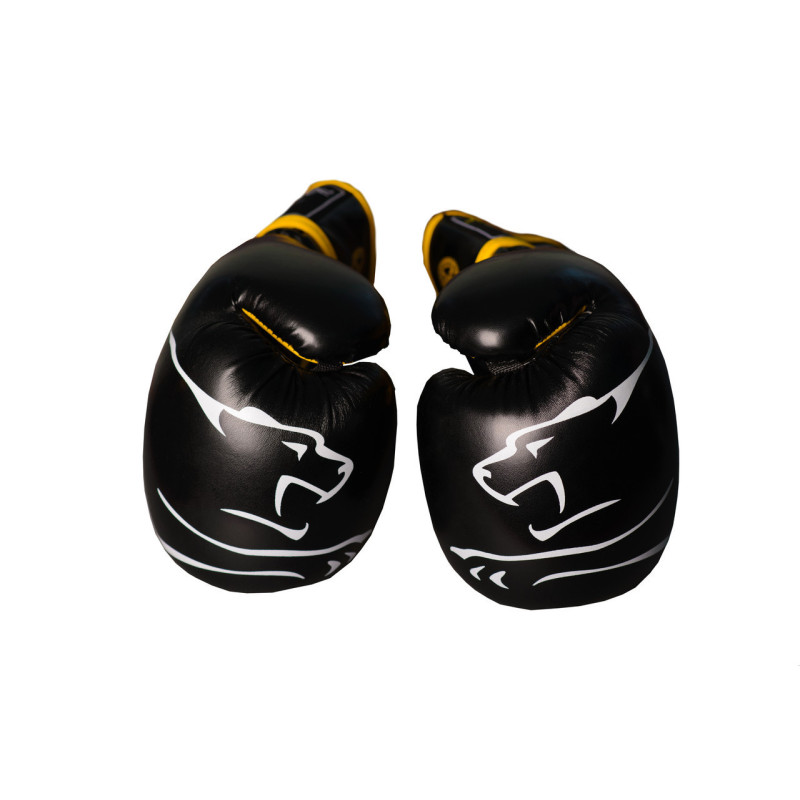 Боксерские перчатки PowerPlay 3018 Jaguar Черно-Желтые 14 унций