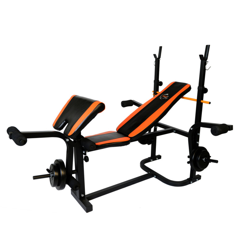 Скамья Для Жима универсальная WCG 0020 с Тягой и партой Скотта + Набор штанга и гантели на 148 кг