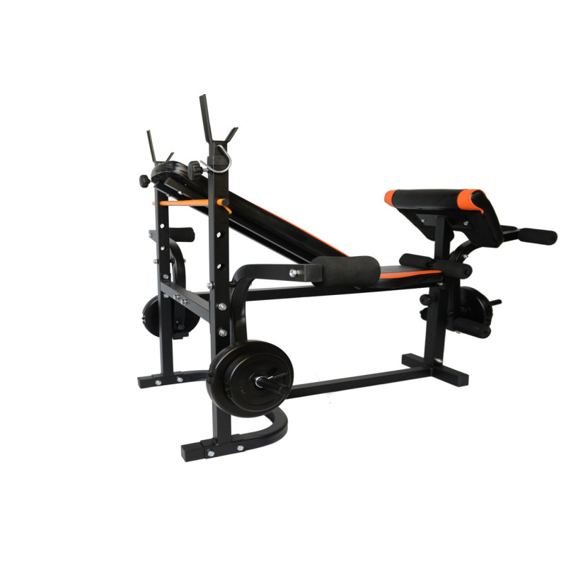 Скамья Для Жима универсальная WCG 0020 с Тягой и партой Скотта + Набор штанга и гантели на 148 кг