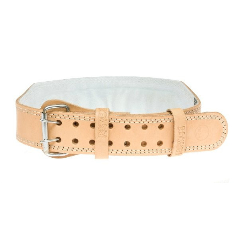 Пояс для тяжелой атлетики Power System PS-3000 Power Natural, Размер L, Кожа натуральная, Анатомическая форма, Бежевый