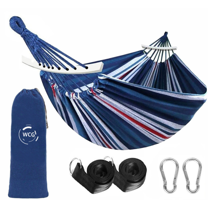 Двомісний гамак з планкою SUMMER Синій XXL 200х150 WCG