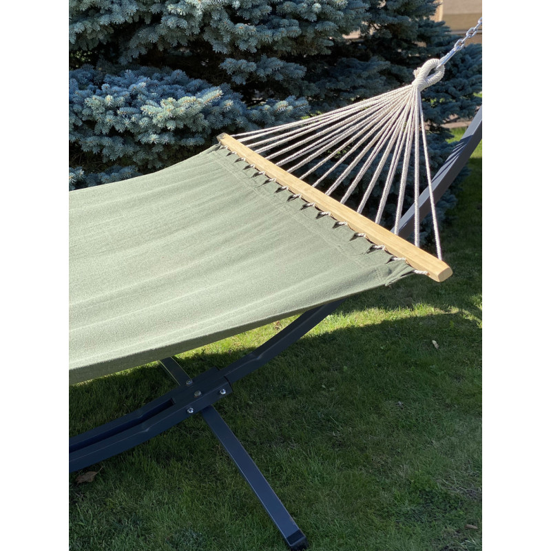 Двомісний гамак з планкою і каркасом WISH XXL 200х150 WCG зелений