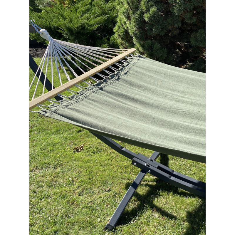 Двомісний гамак з планкою і каркасом WISH XXL 200х150 WCG зелений