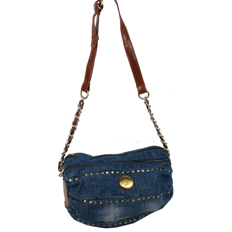 Уценка! Цилиндрическая женская сумка Fashion jeans bag синяя