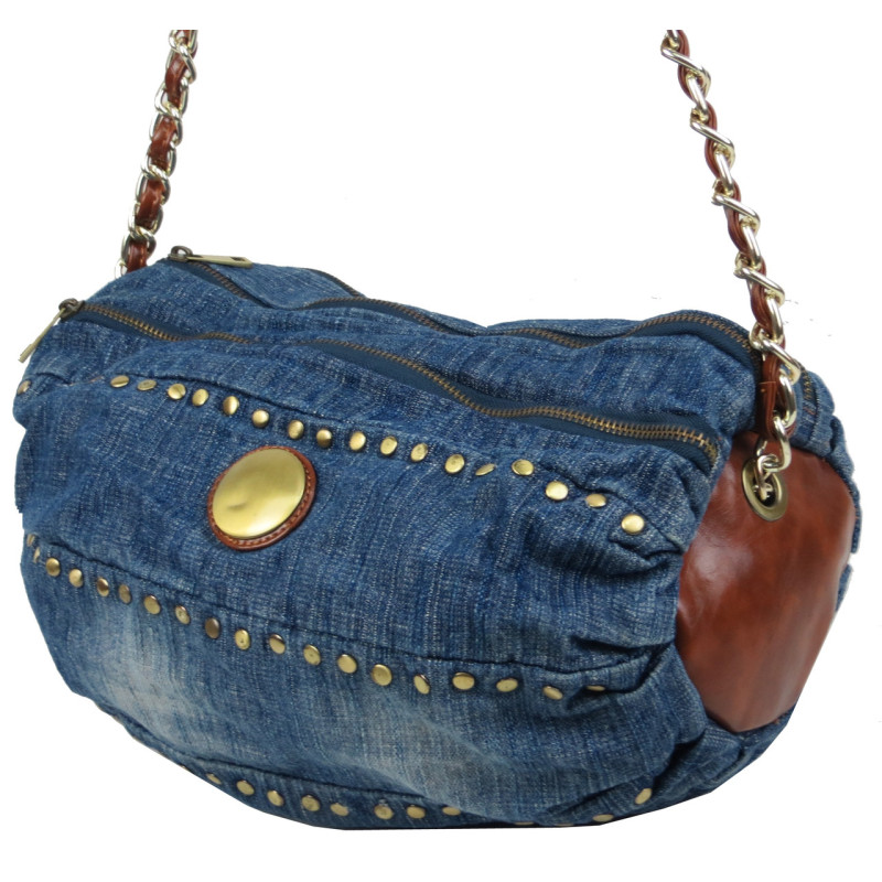 Уценка! Цилиндрическая женская сумка Fashion jeans bag синяя