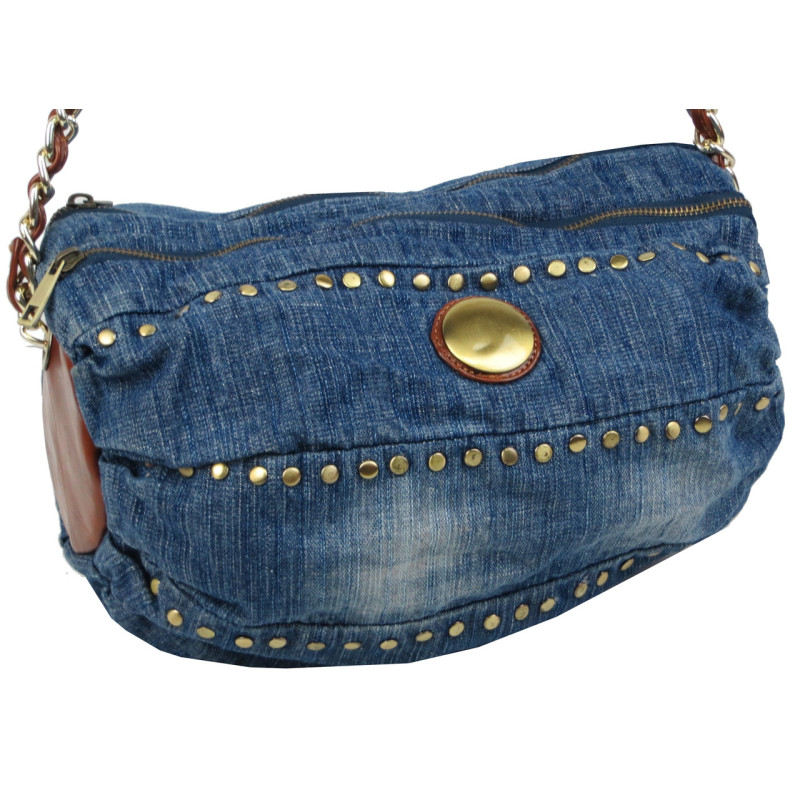 Уценка! Цилиндрическая женская сумка Fashion jeans bag синяя