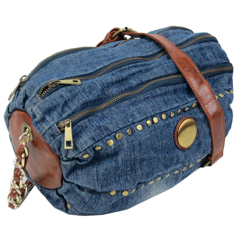 Уценка! Цилиндрическая женская сумка Fashion jeans bag синяя
