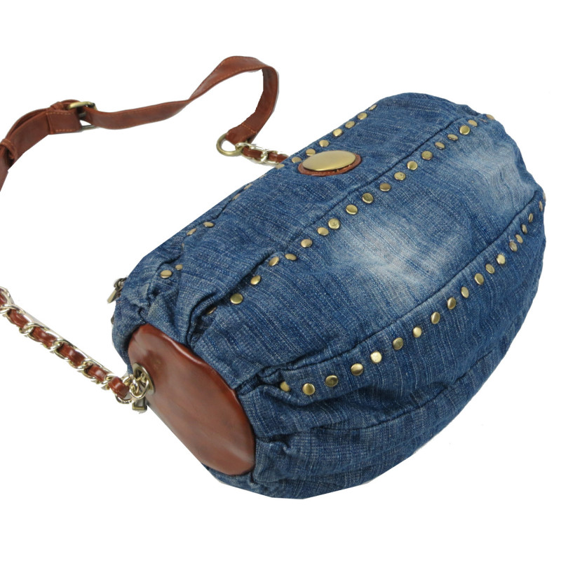 Уценка! Цилиндрическая женская сумка Fashion jeans bag синяя