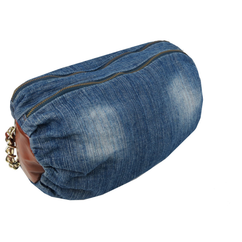 Уценка! Цилиндрическая женская сумка Fashion jeans bag синяя
