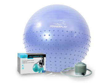М'яч для фітнесу (фітбол) напівмасажний PowerPlay 4003 Ø75 cm Gymball Sky Blue + помпа