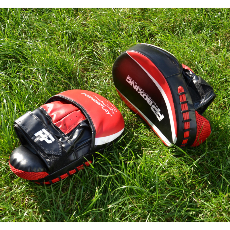 Лапи боксерські PowerPlay 3050 Чорно-Червоні PU [пара]