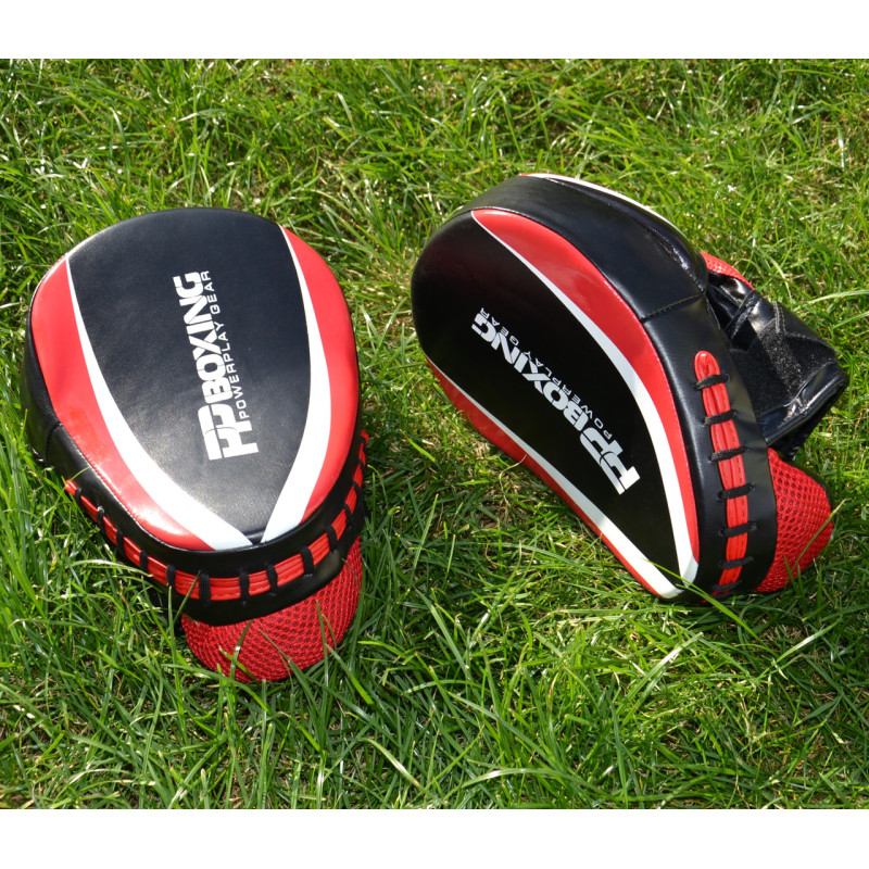 Лапи боксерські PowerPlay 3050 Чорно-Червоні PU [пара]