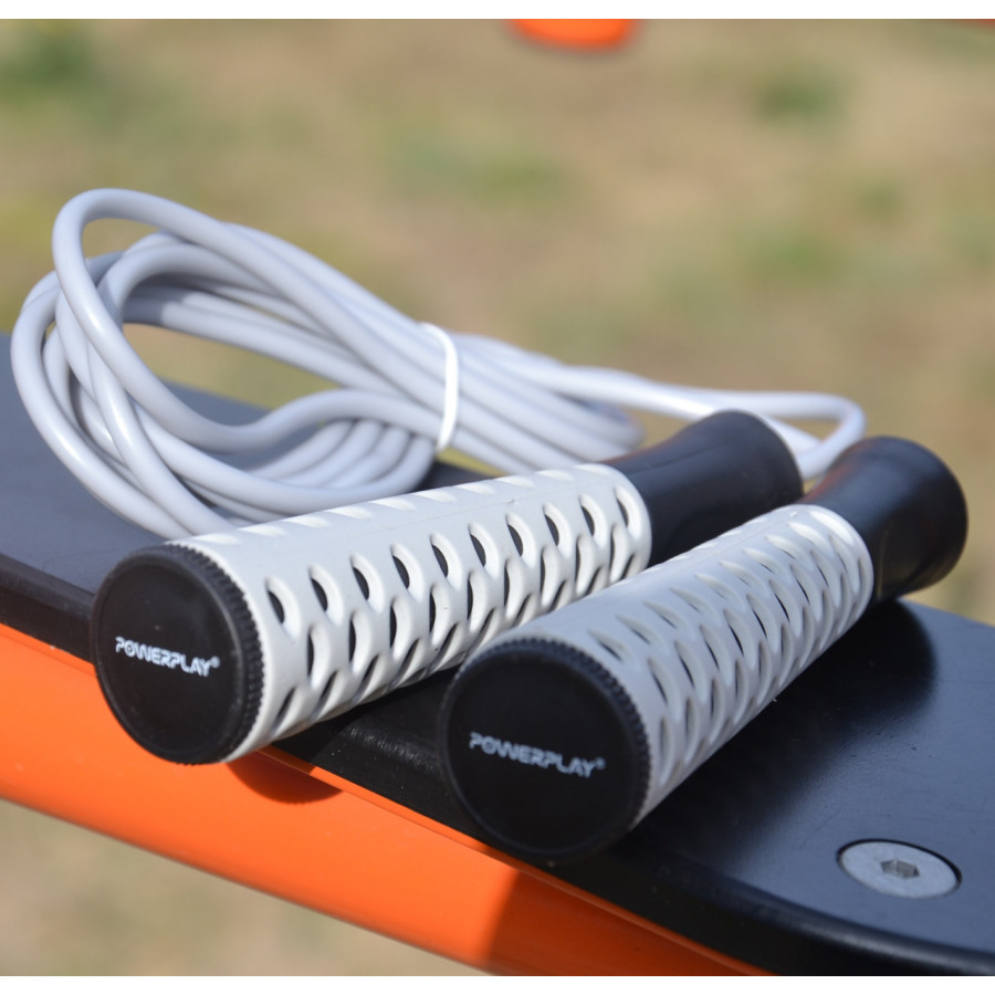 Скакалка PowerPlay 4206 Jump Rope PRO+ Сіро-чорна (2,75m.)