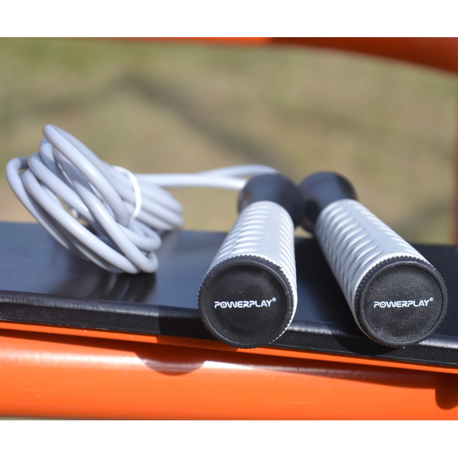 Скакалка PowerPlay 4206 Jump Rope PRO+ Сіро-чорна (2,75m.)
