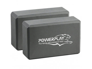 Блоки для йоги 2 шт. PowerPlay 4006 Yoga Brick EVA Сірі (пара)