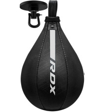Пневмогруша боксерская RDX F6 KARA SPEED BALL Matte White + карабин, Высота 26 см, Окружность 26 см, Искусственная кожа Mayahide, Чёрно-белый