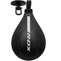 Пневмогруша боксерская RDX F6 KARA SPEED BALL Matte White + карабин, Высота 26 см, Окружность 26 см, Искусственная кожа Mayahide, Чёрно-белый