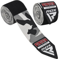 Бинти для боксу RDX WX Professional Boxing Hand Wraps Camo Grey, Комплектація: пара (2 бинти), Довжина 4,5 м, Еластичні, Бавовна, Нейлон, Сірий
