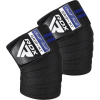 Бинти на коліна RDX GYM KNEE WRAP R11 BLACK/BLUE, Довжина 2 м, Бавовна, Поліестер, Чорно-синій