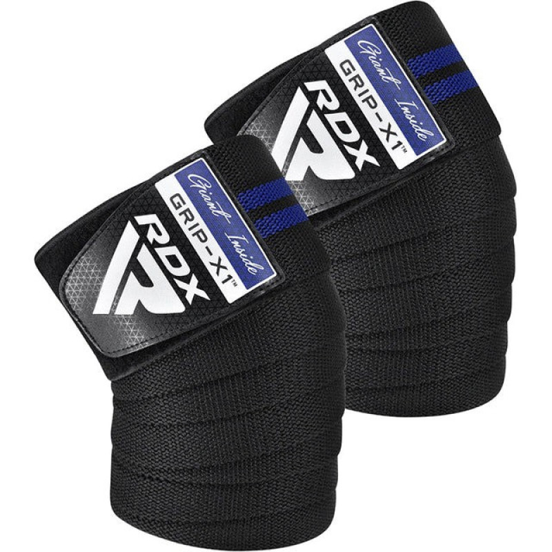Бинты на колени RDX GYM KNEE WRAP R11 BLACK/BLUE, Длина 2 м, Хлопок, Полиэстер, Черно-синий