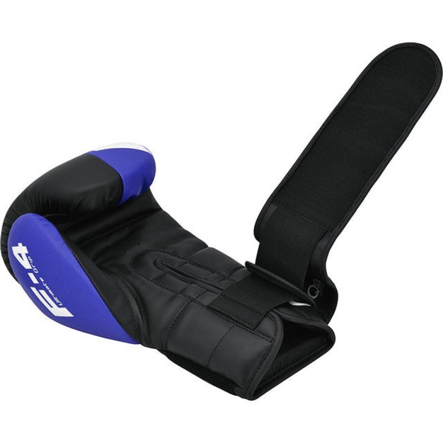 Боксерські рукавиці RDX F4 Boxing Sparring Gloves Hook&Loop BLUE/BLACK 14 унцій (капа у комплекті)