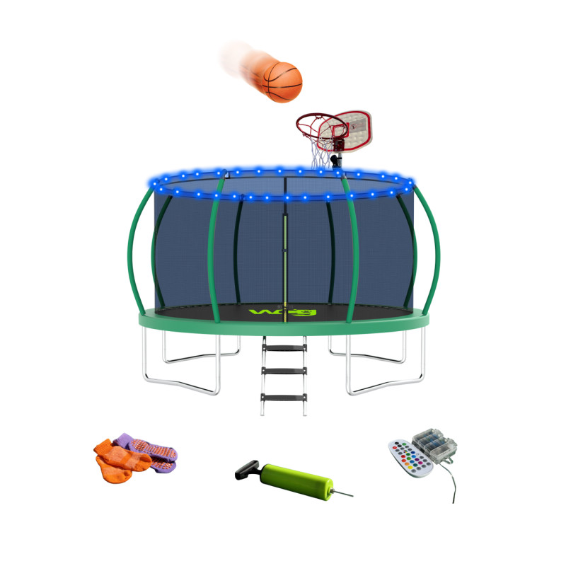 Батут WCG 366 см с внутренней защитной сеткой и LED подсветкой 12FT