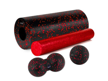 Масажний набір PowerPlay PP_4015 EPP Foam Roller Set 4in1 (2-ва роли + 2-ва м'ячі) Чорно-червоний