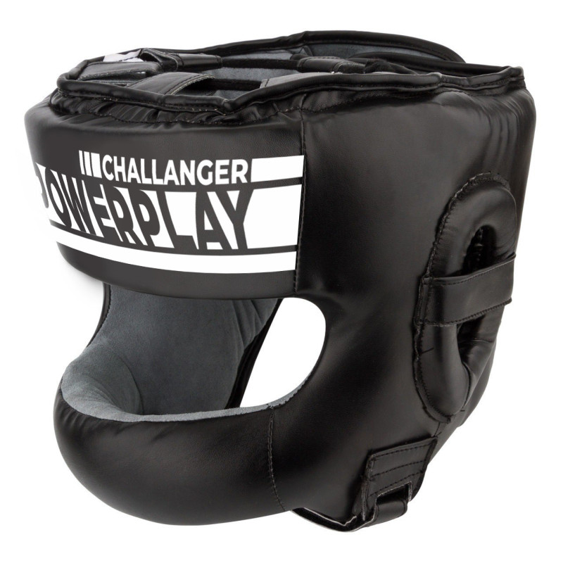 Боксерський шолом тренувальний PowerPlay 3067 з бампером PU + Amara Чорний M