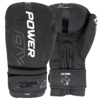 Боксерские перчатки PowerPlay 3024 Ultra Mat, 8 унций, Искусственная кожа (PU), Черно-белый
