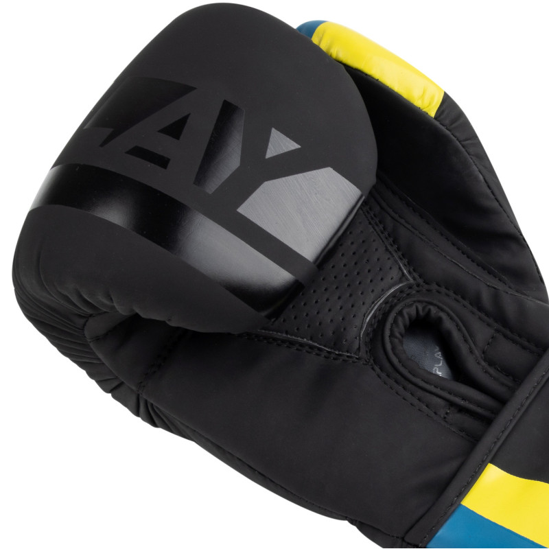 Боксерські рукавиці PowerPlay 3021 Ukraine, 14 унцій, Поліуретан (еко-шкіра), Чорний
