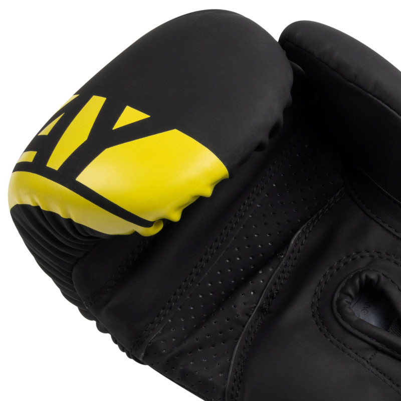 Перчатки для бокса PowerPlay 3086 Matt Challenger Черно-Желтые 16 унций