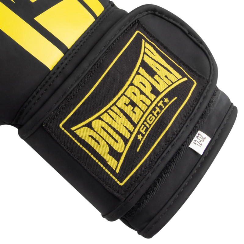 Перчатки для бокса PowerPlay 3086 Matt Challenger Черно-Желтые 16 унций