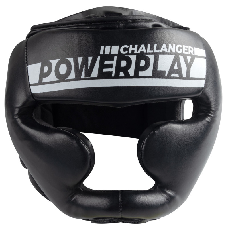 Боксерский шлем тренировочный PowerPlay 3048, Размер XL, Тип: закрытий, PU-кожа, Пенный напоминатель, Черно-белый