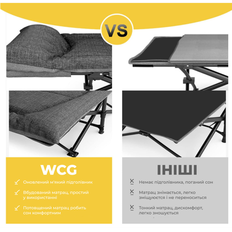 Розкладне ліжко шезлонг WCG CC-S08 + матрац і подушка