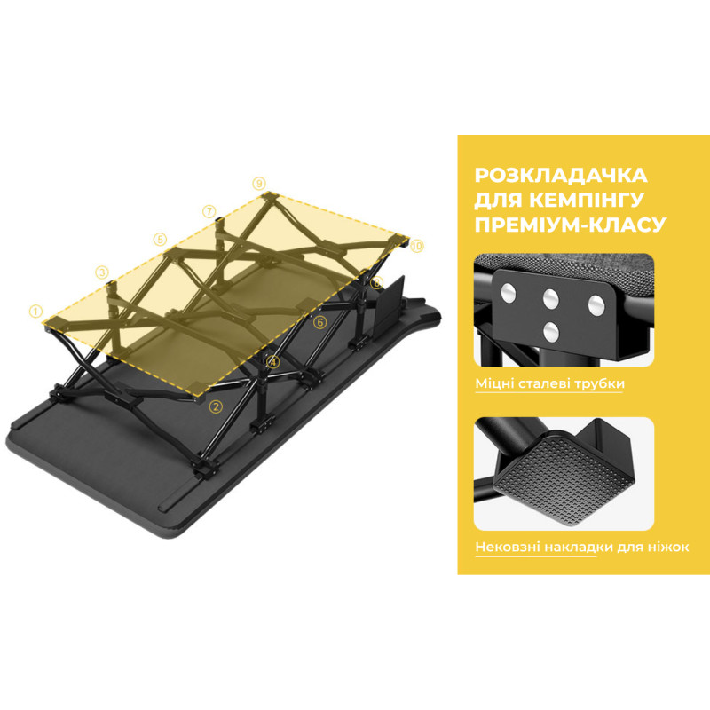 Розкладне ліжко шезлонг WCG CC-S08 + матрац і подушка