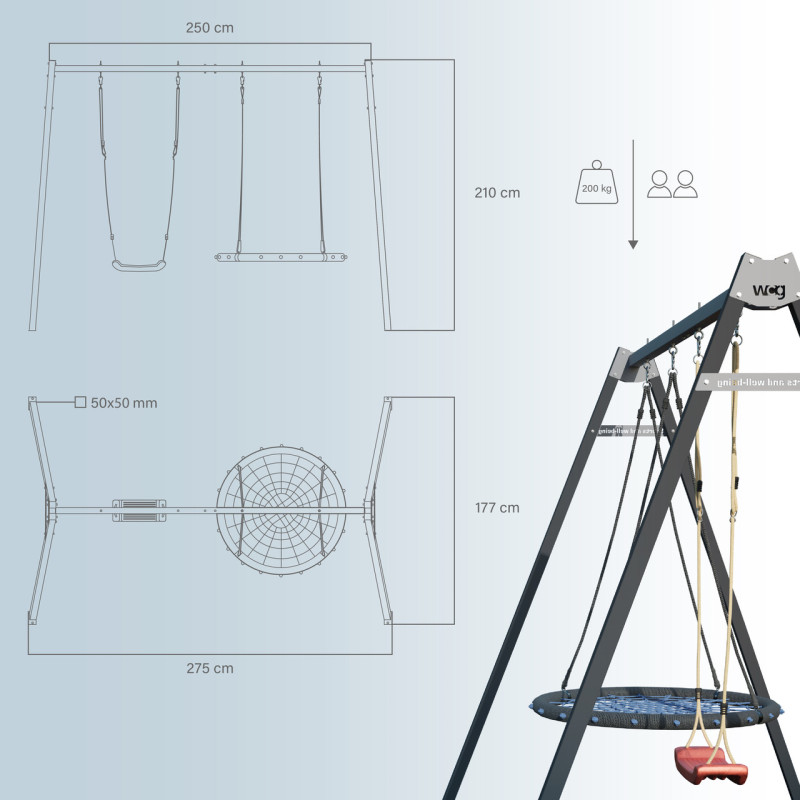 Каркас для дитячої гойдалки, стійка для підвісної гойдалки WCG 2 Play Frame Двомісна