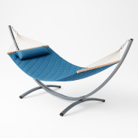 Стойка для гамака WCG + Гамак с планкой SOFT голубой XXL 200×140 двухместный