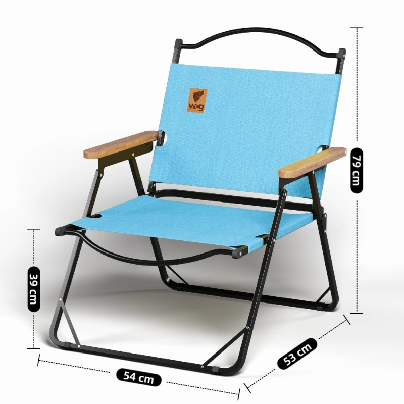 Стул раскладной со спинкой для кемпинга WCG Chill Голубой