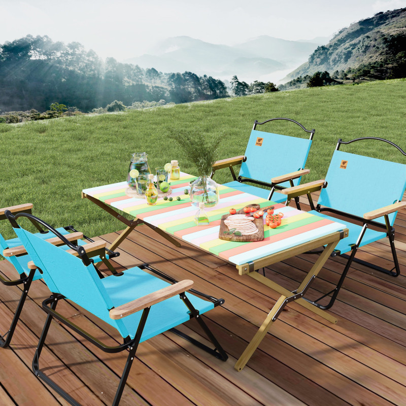 Стул раскладной со спинкой для кемпинга WCG Chill Голубой