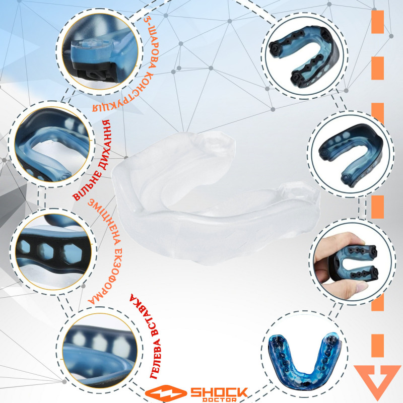 Капа Shock Doctor Gel Max дитяча (вік до 10р.) Clear (art. 6190-TC-YTR)