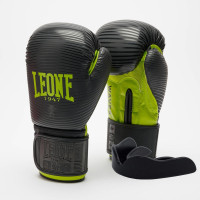Боксерські рукавиці Leone GN313 WAVES Black, 12 унцій, 100% PU, Чорний