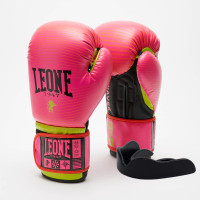 Боксерские перчатки Leone GN313 WAVES Fuxia, 12 унций, 100% PU, Розовый