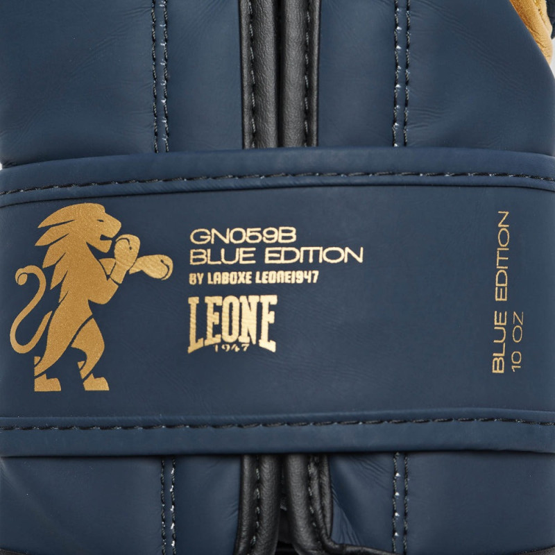 Боксерские перчатки Leone GN059B Blue Edition (капа в комплекте), 10 унций, PU, FLEX PU, Синий