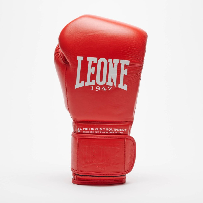 Боксерські рукавиці Leone GN111 THE GREATEST Red (бинти 4 м. в комплекті), 14 унцій, 100% коров’яча шкіра, Червоний