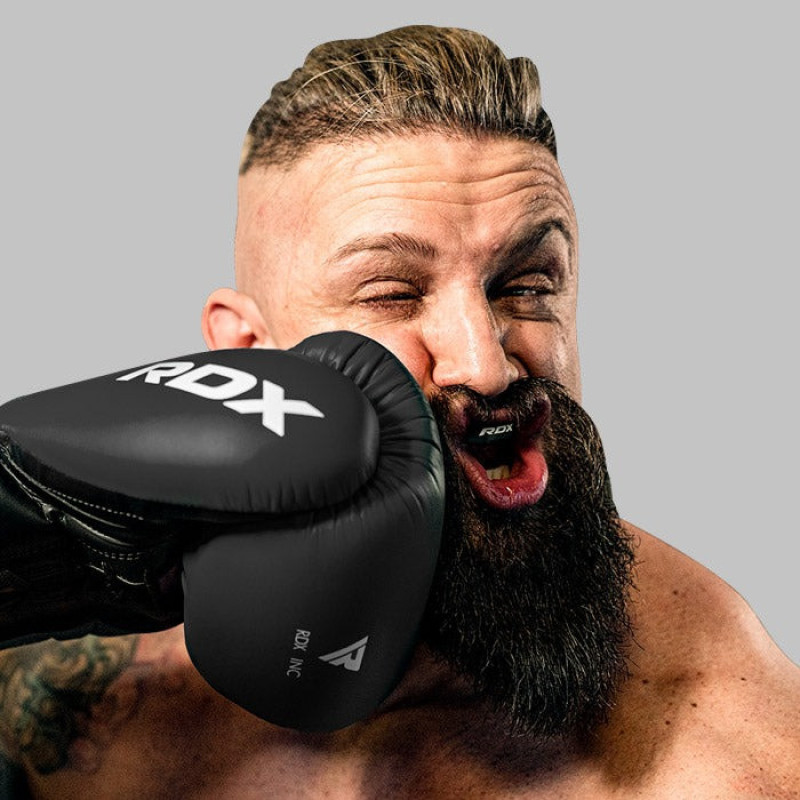 Капа RDX 3w, Взрослая (возраст 12+) Black/Blue, Посадка: Boil & Bite (кипячение + прикус), Двухслойный полимер, Черно-синий