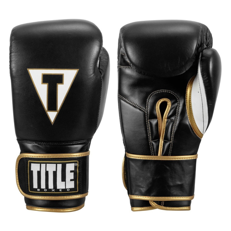 Боксерські рукавиці TITLE Boxeo Mexican Leather Quatro Black/White 16 oz (бинти 4м. в комплекті)