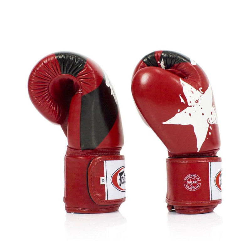Боксерські рукавиці Fairtex BGV1 Nation Print Red 14 унцій (бинти в комплекті)
